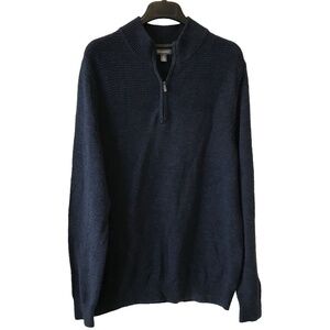 Van Heusen 1/4 Zip Knit Sweater Men’s Size Large Blue Mock Neck